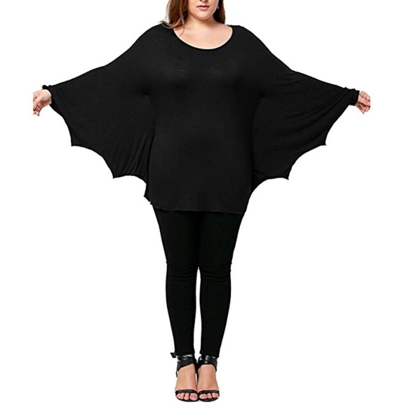 Plus Size Oversized Black Batwing Tunic Blouse - Picture 2 of 5